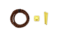 Premium Bolo Tie Kit - Turns Any Flat Object Into a Bolo Tie with brown leather cord, matte gold tips and slide.