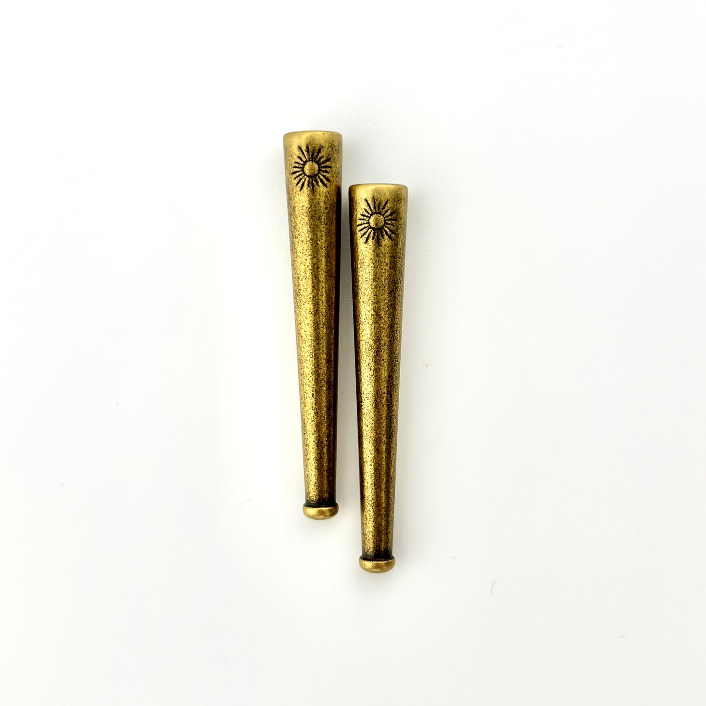 Helio Tips - Bolo Tie Metal Ends with Sun Motif for Leather Cord (4 sets, 8 pieces)