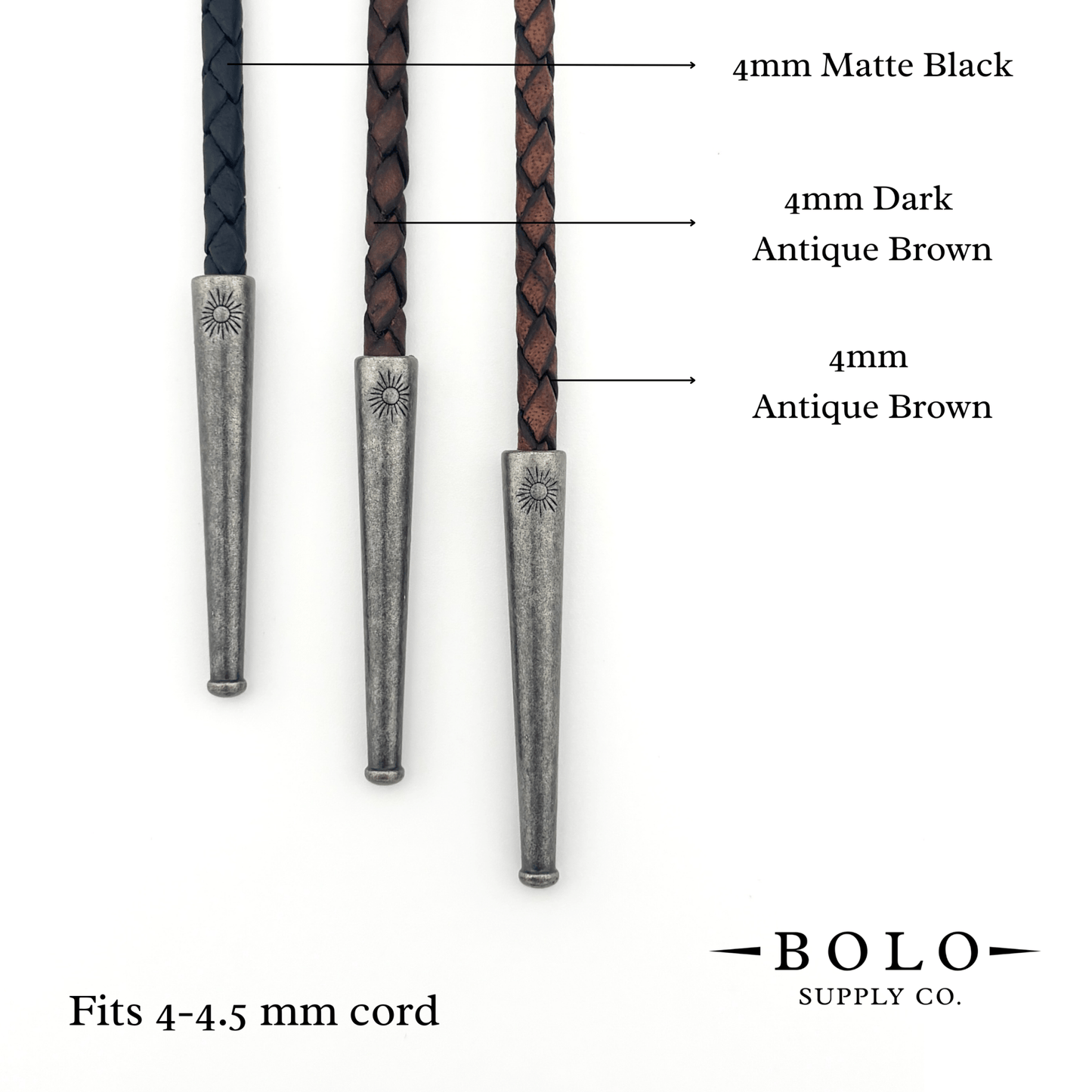 Helio Cord Tips - Sun Motif (4 sets, 8 pieces) - Bolo Supply Co.