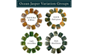 Ocean Jasper Variation Groups featuring Gold & Red & White, Gold & Dark Green, Light Green/Blue, and Dark Green & Blue Tones Ocean Jasper Cabochon (25mm x 30mm)