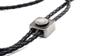Premium Bolo Tie Slides - 4 pieces with a stylish metal slide on black braided leather cord