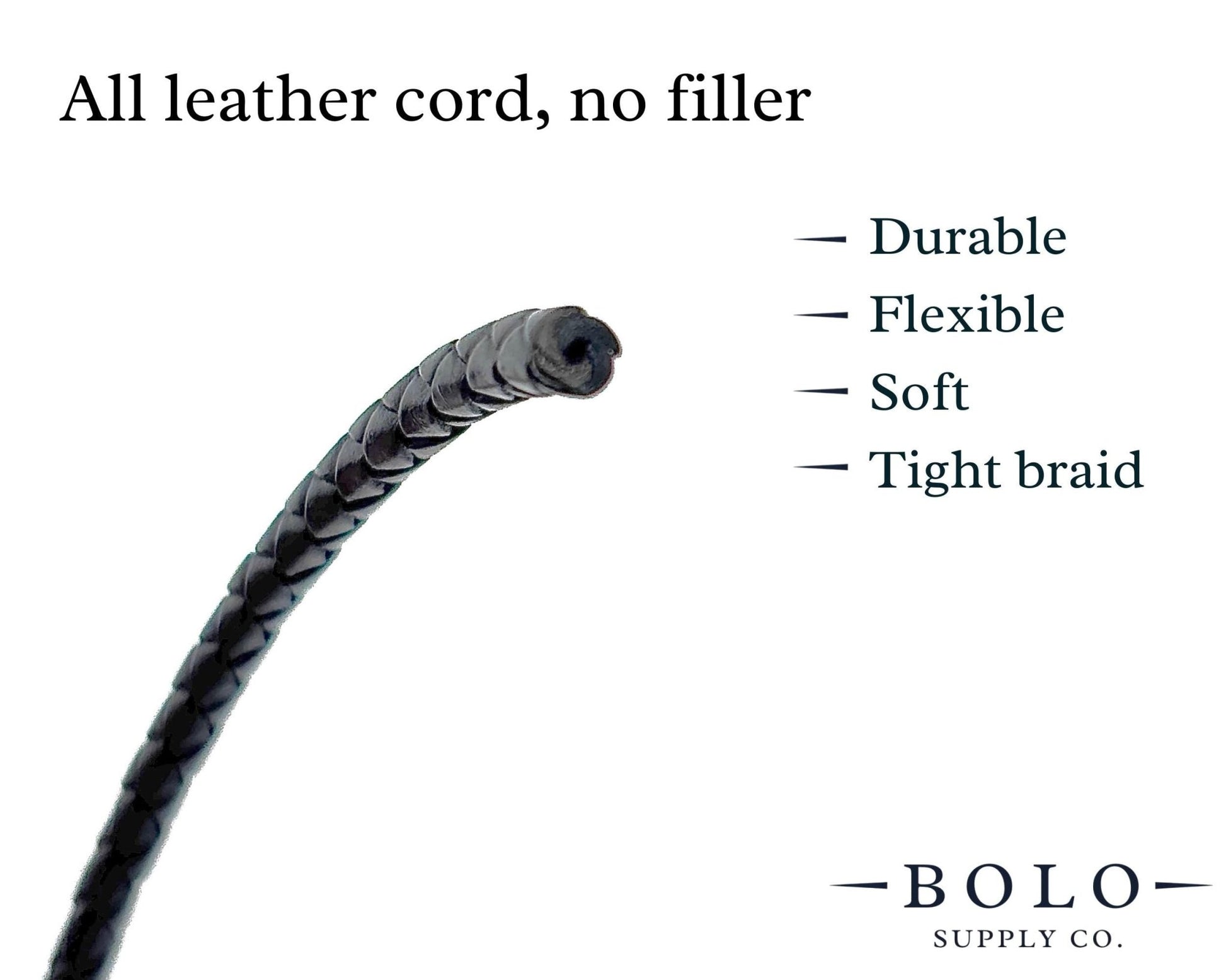 3mm Braided Leather Cord - Bolo Supply Co.
