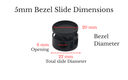 5mm Bezel Bolo Slide dimensions showing a 20mm bezel diameter and 6mm opening.