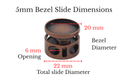 5mm Bezel Bolo Slide with dimensions 20mm bezel diameter and 22mm total slide diameter