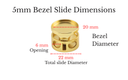 5mm Bezel Bolo Slide dimensions including bezel and total slide diameter.