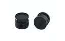 5mm bolo tie slide with bezel button in black, featuring a push button mechanism for easy adjustment.