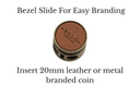 5mm Bezel Bolo Slide with 20mm bezel for easy branding and custom leather or metal coin insertion.