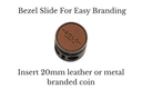 5mm Bezel Bolo Slide featuring a 20mm bezel for custom leather or metal branding.