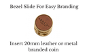 5mm Bezel Bolo Slide featuring a 20mm bezel for easy branding with metal or leather coins.