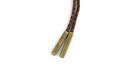 Close-up of bar bolo tie tips on a braided cord, showcasing quality and stylish design for bolo tie makers.