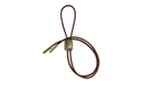 Bar bolo tie tips in brown cord with unique green finished tip, showcasing style and quality for bolo tie makers.