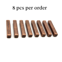Eight copper-colored bars on a white background with text '8 pcs per order'.