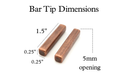 Bar bolo tie tips dimensions showing size and opening specifications for makers.