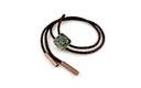 Bolo tie with bar bolo tie tips and decorative bead on braided brown cord, showcasing simple and modern design.
