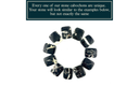 Black buffalo turquoise cabochon assortment showcasing unique patterns and designs in a circular arrangement.