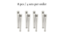 Helio - sun motif bolo tie tips, 8 pieces displayed with sunburst engraving, showcasing refined detail.