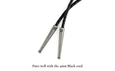 Helio - sun motif bolo tie tips displayed with a black cord, showcasing stylish design and craftsmanship.