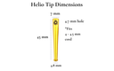 Helio - sun motif bolo tie tips dimensions showing measurements in mm and design details.