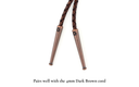Helio - sun motif bolo tie tips displayed with 4mm Dark Brown cord for stylish bolo tie projects.