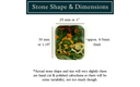 Ocean Jasper cabochon showing dimensions of 25mm x 30mm, illustrating its unique shape and natural variations.