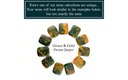 Unique gold & green ocean jasper cabochons arranged in a circle showcasing natural colors and patterns.