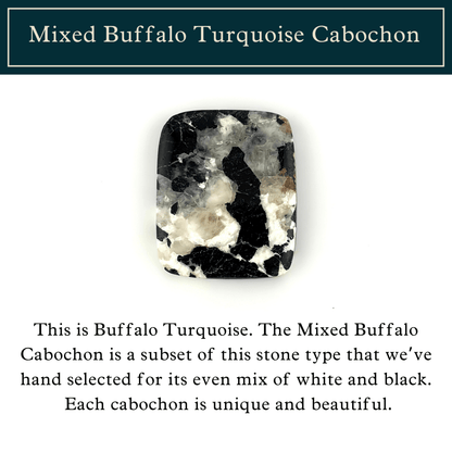 Mixed Buffalo Turquoise Rectangular Cabochon (30mm x 25mm) - Bolo Supply Co.
