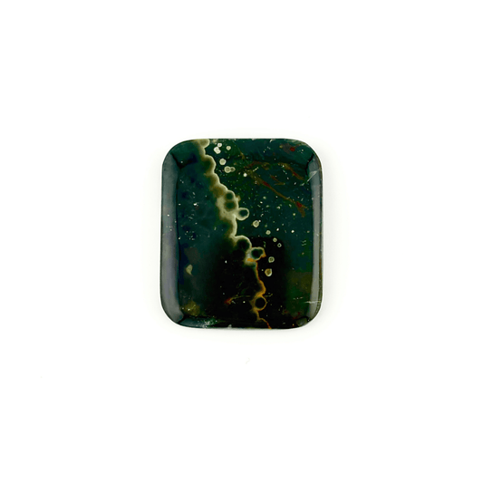 Dark Green / Blue Tones Ocean Jasper Rectangular Cabochon (25mm x 30mm) - Bolo Supply Co.