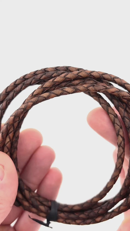 4mm Top Grain Braided Leather Cord